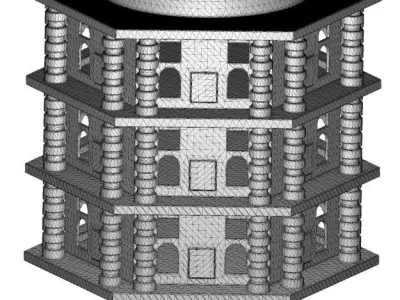 Stylish Hexagonal Palace 3D model