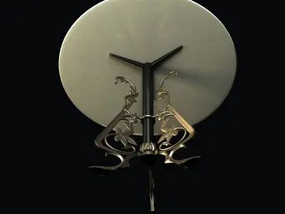 Ornate bistro table with decorative bronze base 3D model