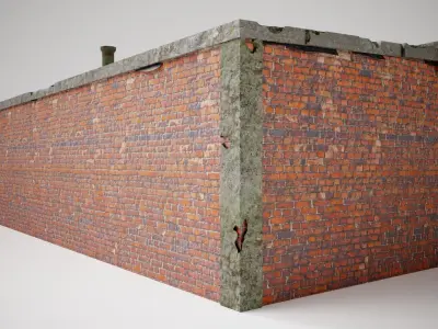 old brick damaged garage da1 Low-poly 3D model