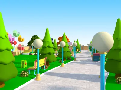 Cartoon Park 3D model Low-poly 3D model