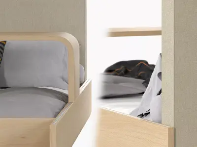 Boomerang Sliding Bed-Modern Minimalist 3D Furniture Model Low-poly 3D model