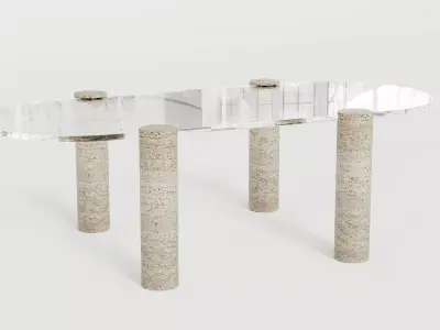 Stone and glass coffee table 3D model