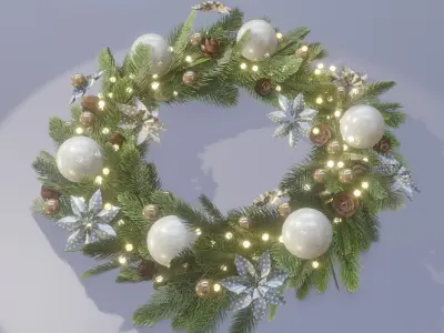 Christmas wreath in scandi style Low-poly 3D model