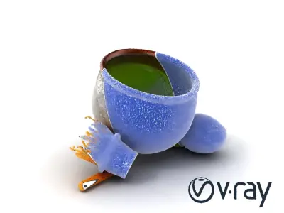 Traditional Matcha Tea Set with Bamboo Whisk model pack Low-poly 3D model