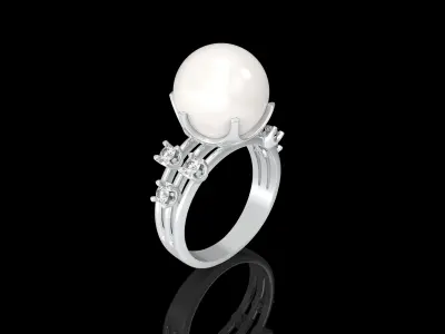 fashion Jewelry  rings  with pearls 3D print model