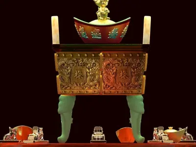 Chinese incense bronze burner   3D model