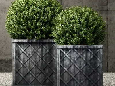 Restoration Hardware weathered steel lattice planters 3D model