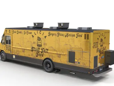 Street foodtruck Freightliner MT55 Low-poly 3D model