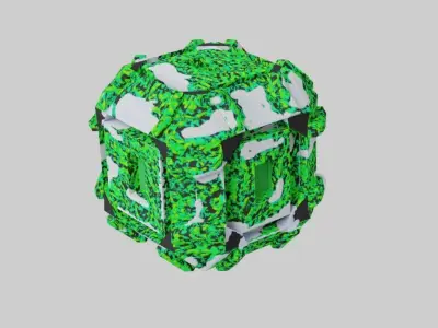 Sci-Fi box green ice Low-poly 3D model Low-poly 3D model