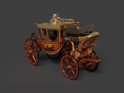Chinese ancient carriage figure  Low-poly 3D model Low-poly
