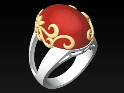Oval Stone Ring - GN219 3D print model