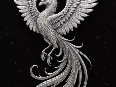 Pendant Golden Phoenix Bird Pendant Necklace Gold Pendant 3D print model