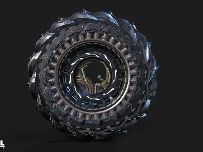 Sci Fi Wheel Car Low-poly 3D model