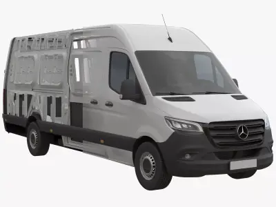 Mercedes Sprinter Detailed interior ExtraLong High Roof 2023 3D model
