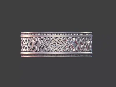 ornamental ring silver engraved band detailed mens ring 3D print model