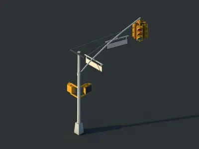 Cartoon Low Poly Brooklyn Trafficlight Low-poly 3D model