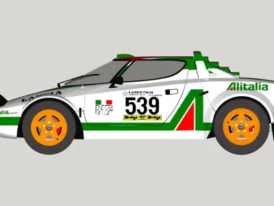 Lancia stratos High Poly and Low Poly 3D Model Pack