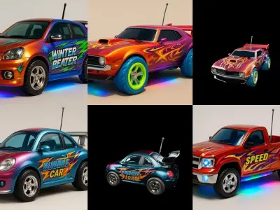 Controled Car bundle 7 pack 100 glb 3D model