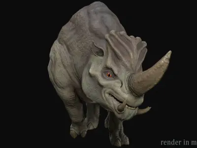 Rhino creature Low-poly 3D model