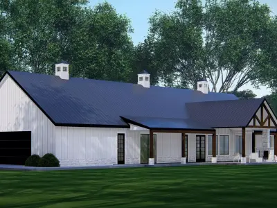 American Exterior House Design  Modern Country Home Architecture 3D model