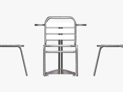 Light Outdoor Round Dining Table with Chairs 3D model