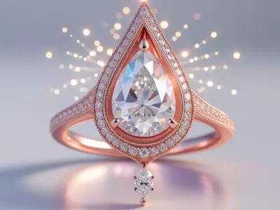 Celestial Tear Rose Gold Promise Ring 3D print model