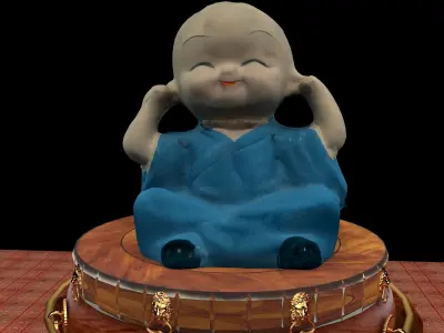 Chinese with display stand  with blue monk kid 3D model