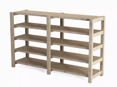 Long Pottery Shelf 02 Low-poly 3D model
