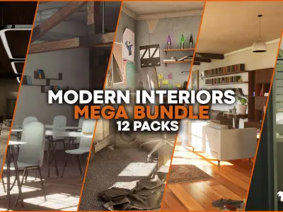 Modern Interiors Mega Bundle Low-poly 3D model