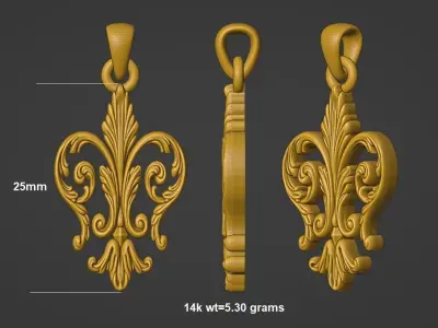 Floral Fleur De Liss Necklace Design 3D print model