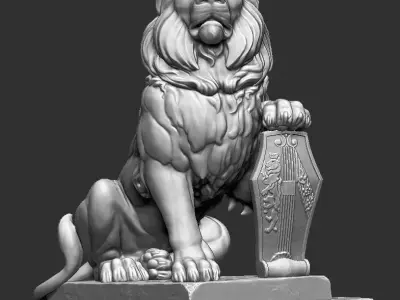 Lion Statue Low-poly 3D model