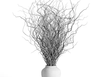Dried branches with concrete vase  bouquet 21 3D model