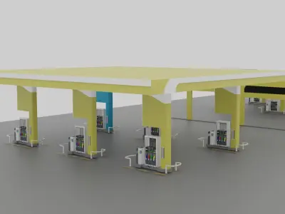 Gas Station Low-poly 3D model shop