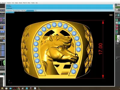 Luxury Horse Head Signet Ring 3D Model 4071 3D print model