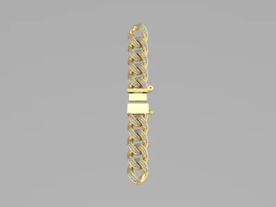 cuban chain nacklace gold or silver STL  3D model