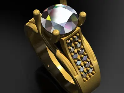 Solitaire Ring 3D print model 24