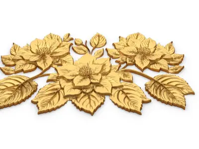 mural classic flowers decor ornament 07 3D model