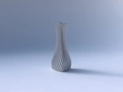 Vase puffy triangle with bent extruded lines 3 3D print model