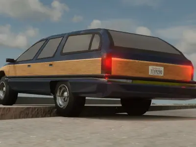 Low Poly 1992 Buick Roadmaster Estate Wagon Rigged Low-poly 3D model