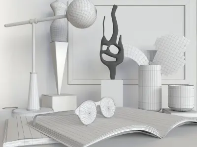 Decorative set of modern 3D model