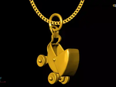 baby carry car pendant charms - one inch pendant 3D print model