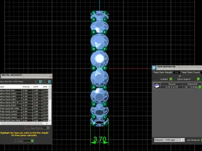 U Shaped Eternity Ring 3 point 7 mm stone size swiss 14 and EU54 3D print model