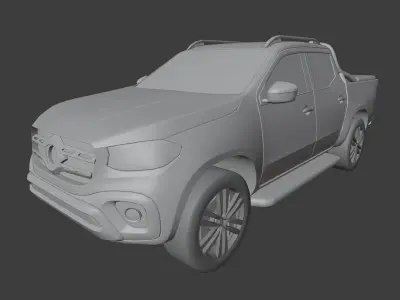Pickup mercedes benz truck in desert Low-poly 3D model