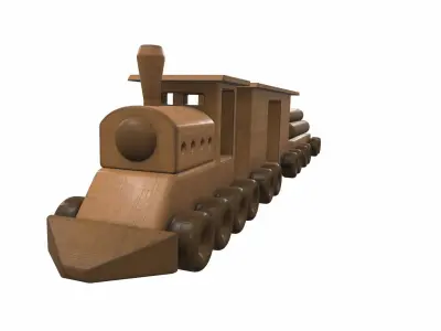 Wooden train toy 2 Free 3D model