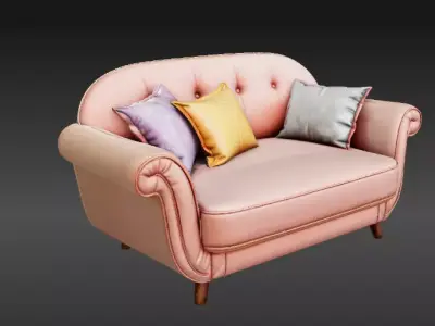 Modern Luxury  Sofa Chair 3D Model Stylized Cartoon Game-Ready  Low-poly 3D model