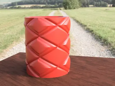 Diamond pattern Vase home decor Pen holder Free 3D print model