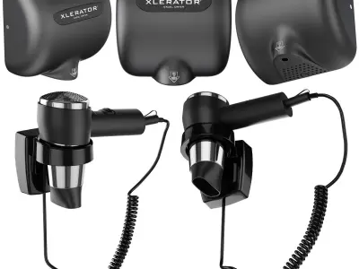 Public toilet accessories black set 152 3D model