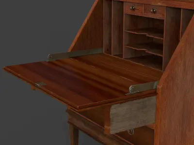 Antique Writers Desk Low-poly 3D model