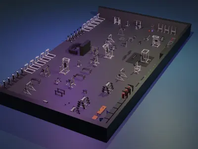 Gym Props Low Poly 3D model