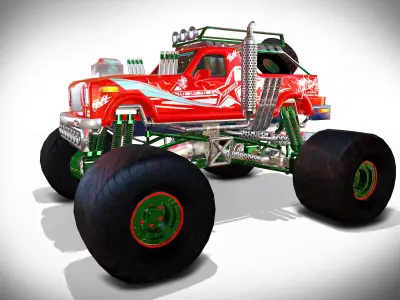 Monster Truck Low-poly 3D model